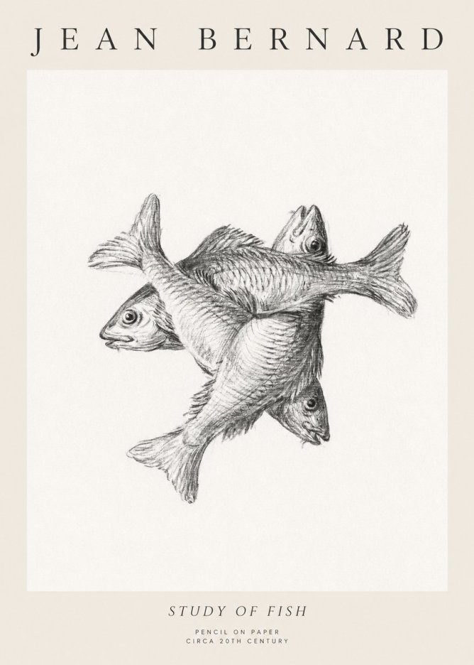Jean Bernard Study of Fish No1 - Póster