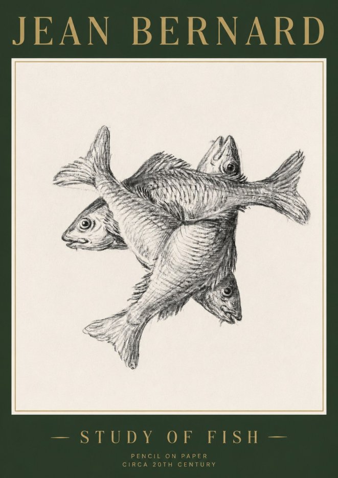 Jean Bernard Study of Fish No3 - Póster