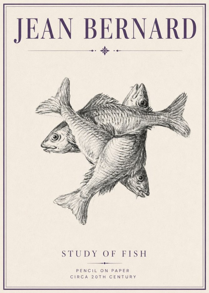 Jean Bernard Study of Fish No4 - Póster