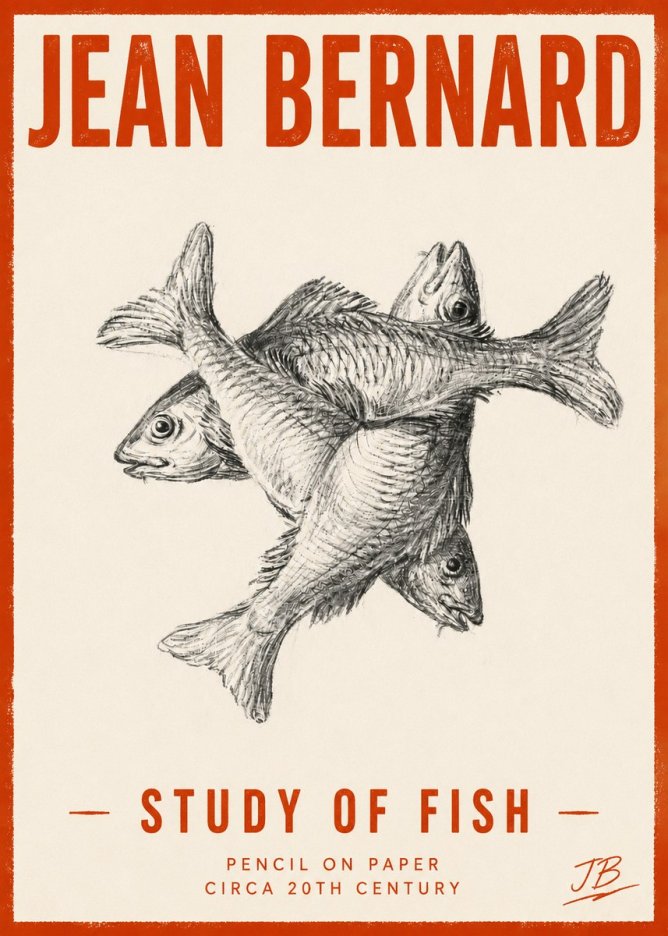 Jean Bernard Study of Fish No5 - Póster