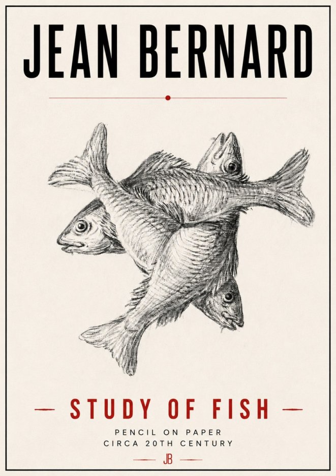 Jean Bernard Study of Fish No6 - Póster