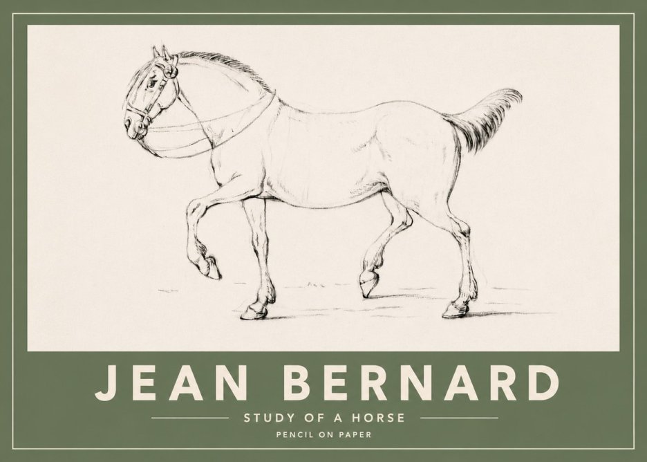 Jean Bernard Study of a Horse XVI No4 - Póster