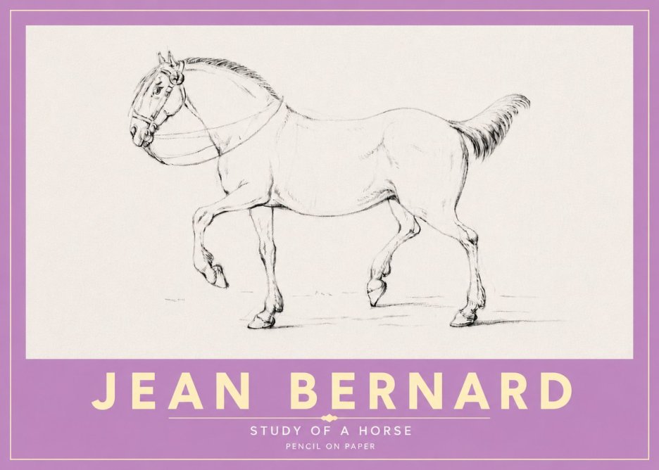 Jean Bernard Study of a Horse XVI No5 - Póster