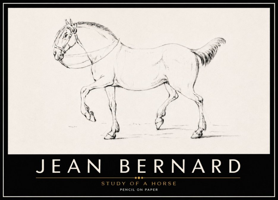 Jean Bernard Study of a Horse XVI No6 - Póster