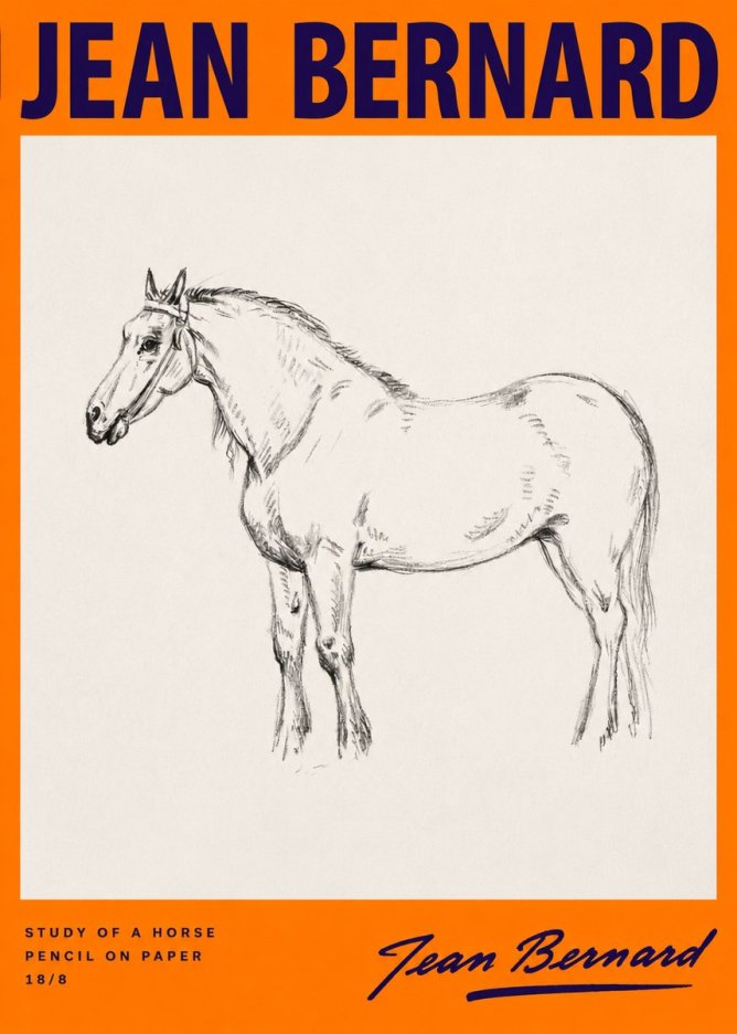 Jean Bernard Study of a Horse XVII No2 - Póster