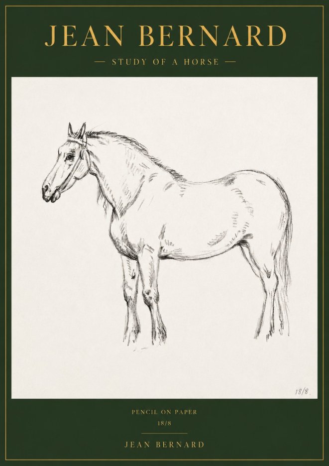 Jean Bernard Study of a Horse XVII No3 - Póster