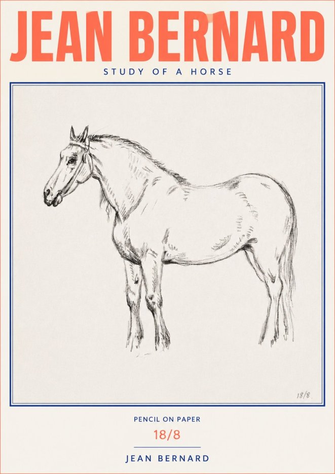 Jean Bernard Study of a Horse XVII No4 - Póster