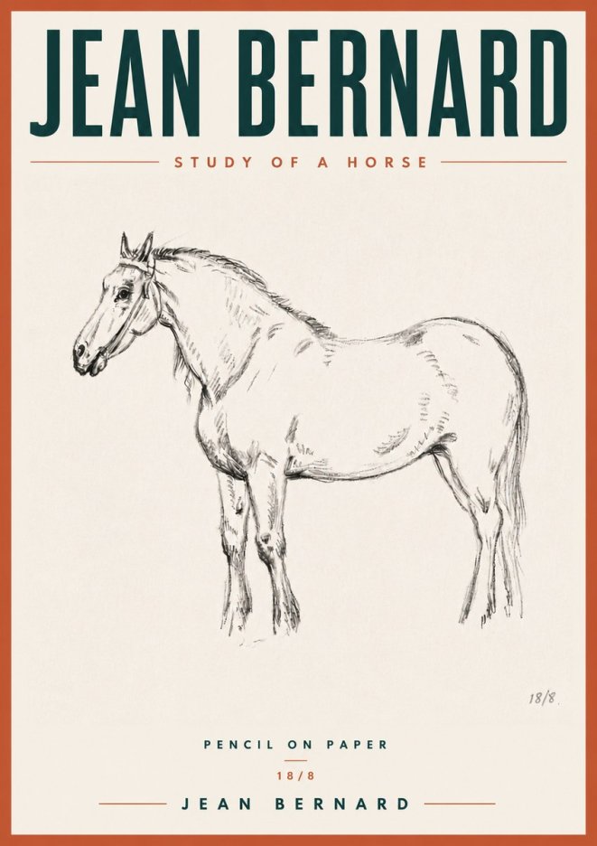 Jean Bernard Study of a Horse XVII No6 - Póster