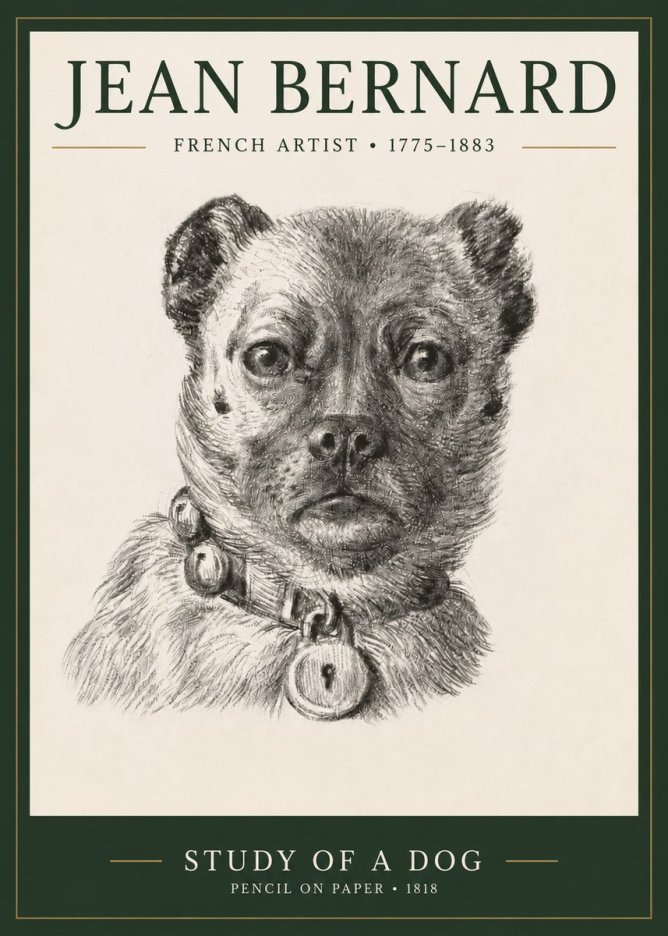 Jean Bernard Study of a Dog IV No3 - Póster
