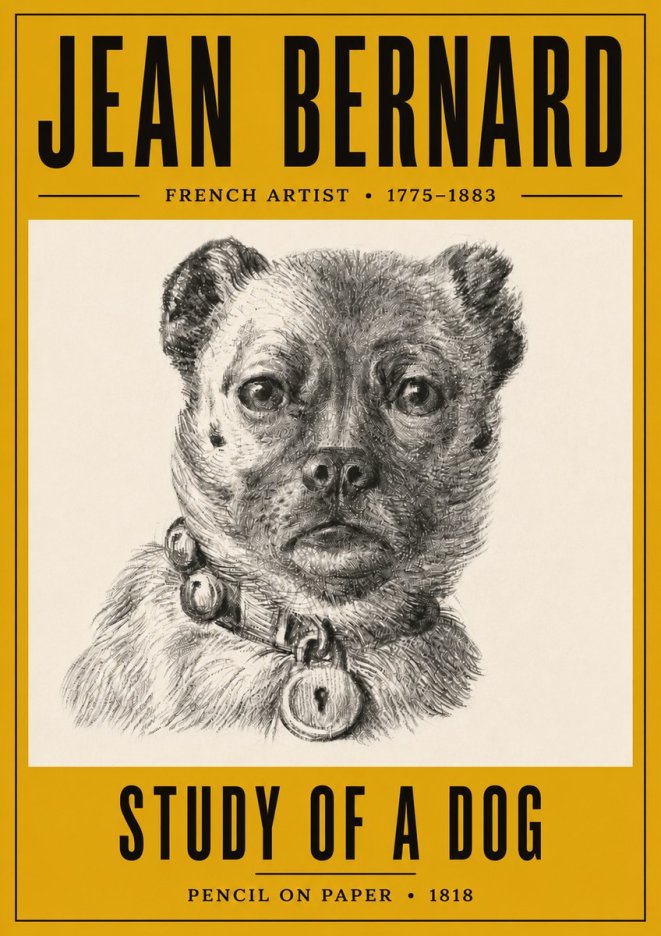 Jean Bernard Study of a Dog IV No6 - Póster