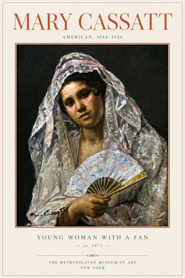 Mary Cassatt Young Woman with a Fan II No4 - Póster