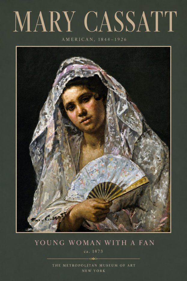 Mary Cassatt Young Woman with a Fan II No5 - Póster