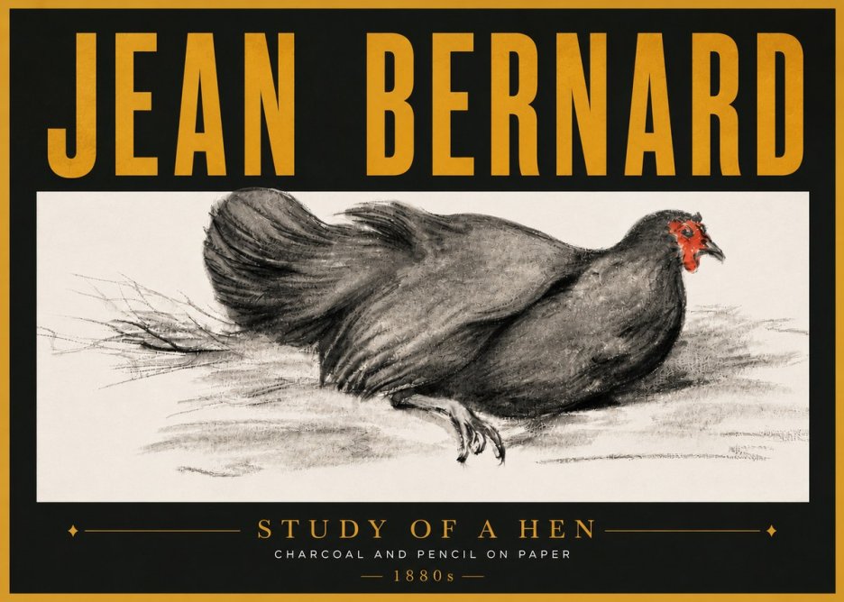 Jean Bernard Study of a Hen No6 - Póster