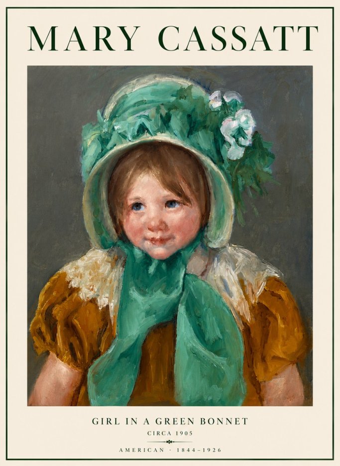Mary Cassatt Girl in a Green Bonnet No5 - Póster