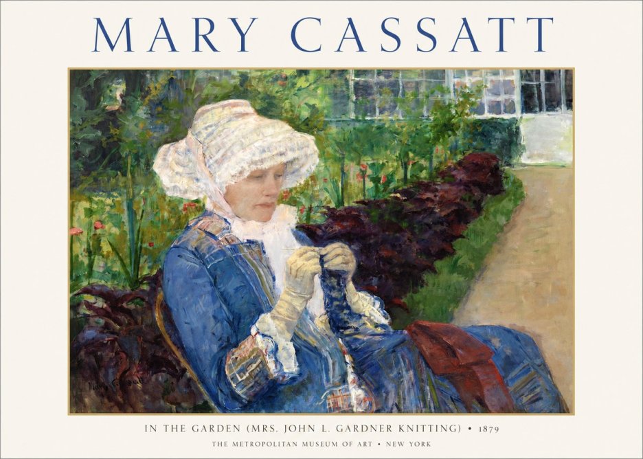Mary Cassatt In the Garden (Mrs. John L. Gardner Knitting) No1 - Póster