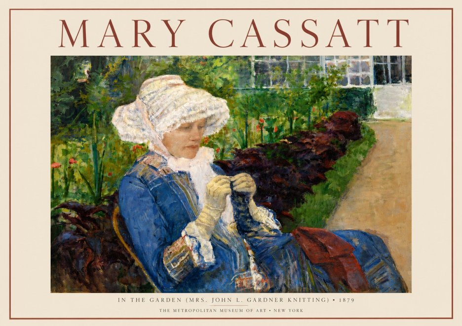Mary Cassatt In the Garden (Mrs. John L. Gardner Knitting) No3 - Póster