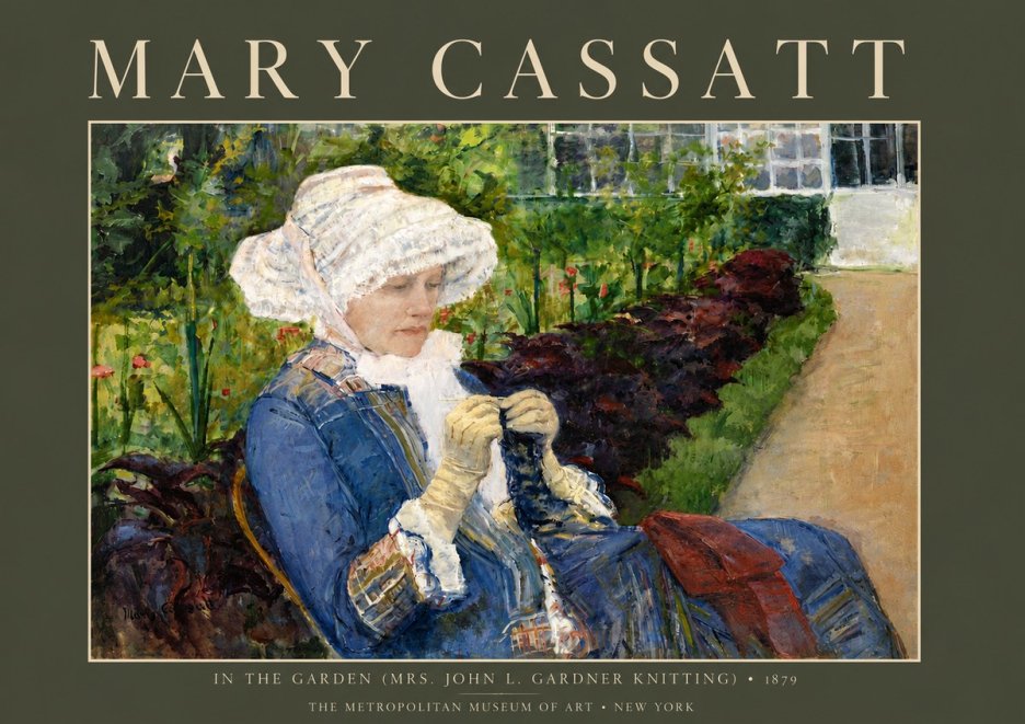 Mary Cassatt In the Garden (Mrs. John L. Gardner Knitting) No5 - Póster