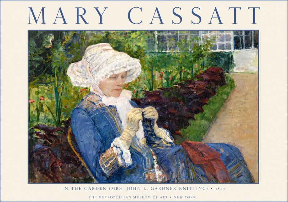 Mary Cassatt In the Garden (Mrs. John L. Gardner Knitting) No6 - Póster