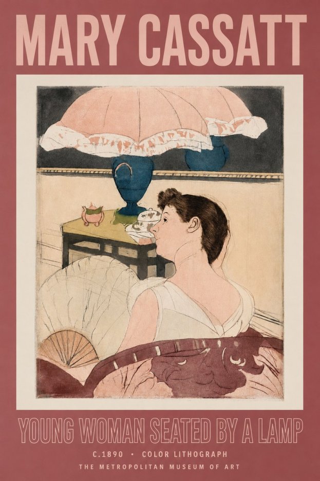 Mary Cassatt Young Woman Seated by a Lamp No2 - Póster