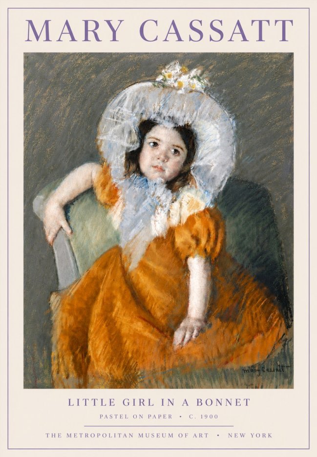 Mary Cassatt Little Girl in a Bonnet No6 - Póster