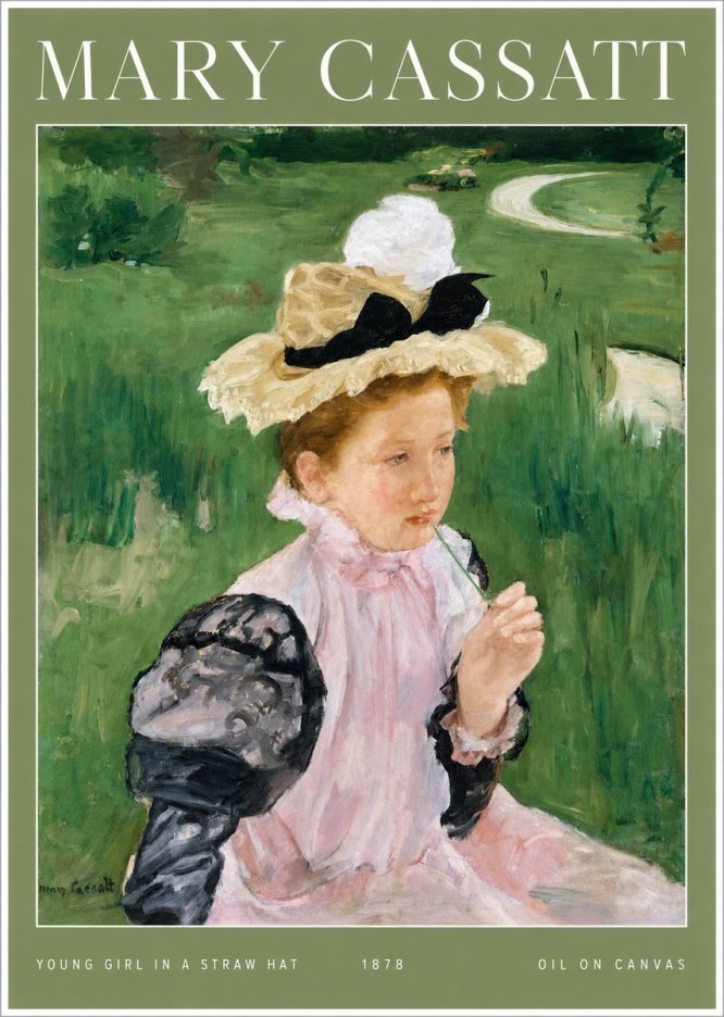 Mary Cassatt Young Girl in a Straw Hat No2 - Póster