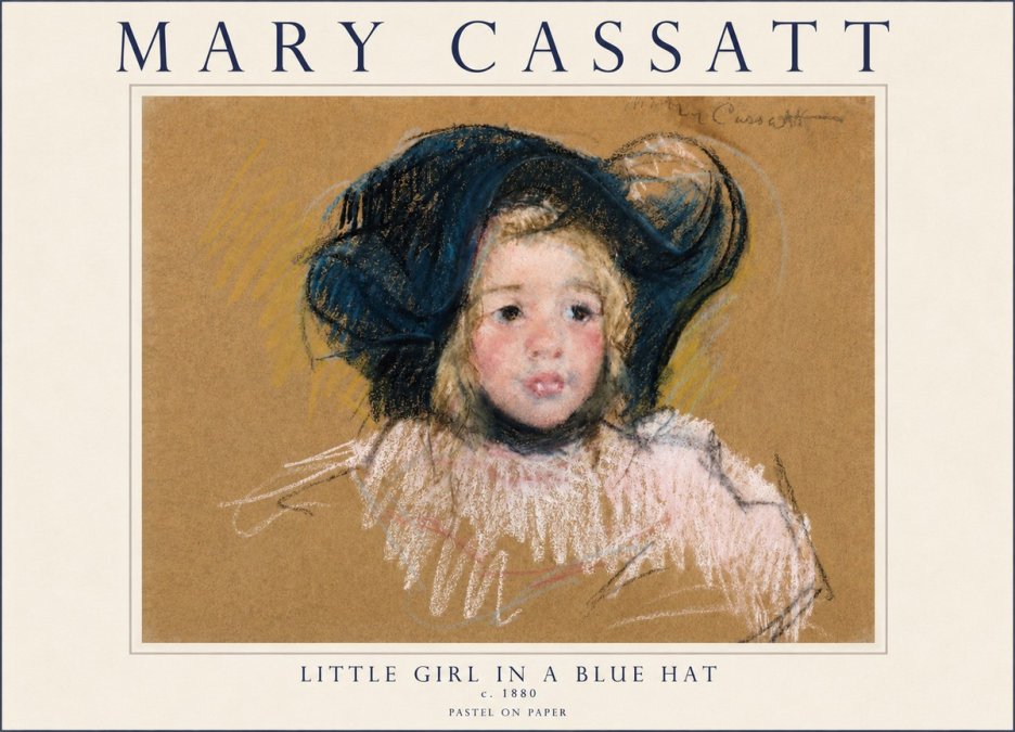 Mary Cassatt Little Girl in a Blue Hat No4 - Póster