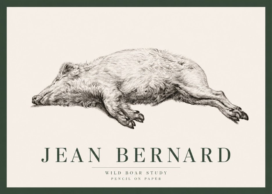 Jean Bernard Wild Boar Study No2 - Póster