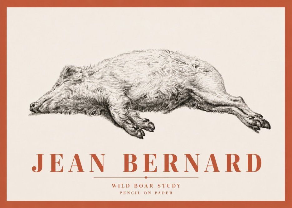 Jean Bernard Wild Boar Study No3 - Póster