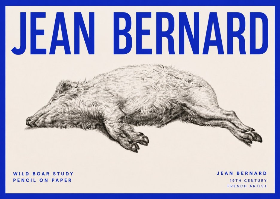 Jean Bernard Wild Boar Study No4 - Póster