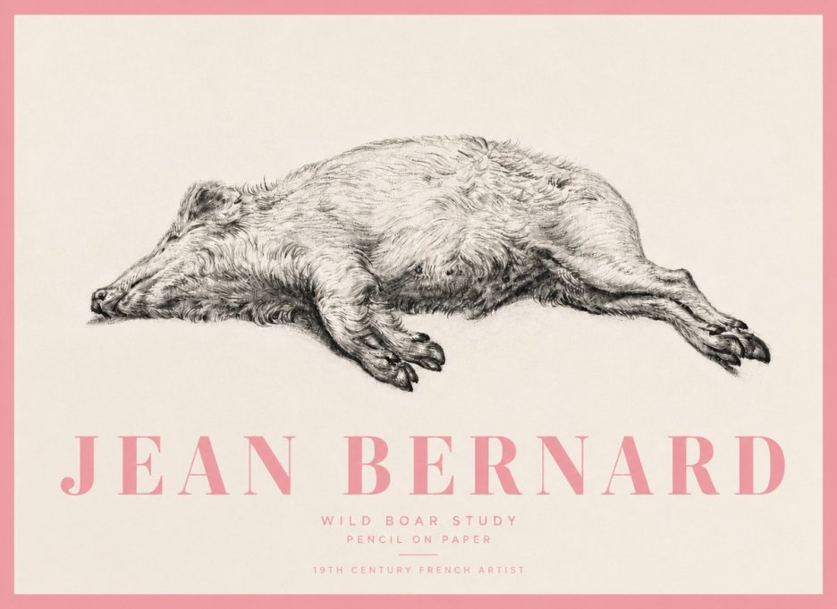 Jean Bernard Wild Boar Study No5 - Póster