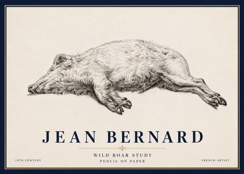 Jean Bernard Wild Boar Study No6 - Póster