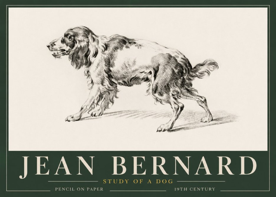 Jean Bernard Study of a Dog V No3 - Póster