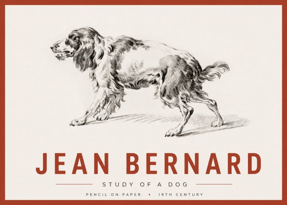 Jean Bernard Study of a Dog V No4 - Póster