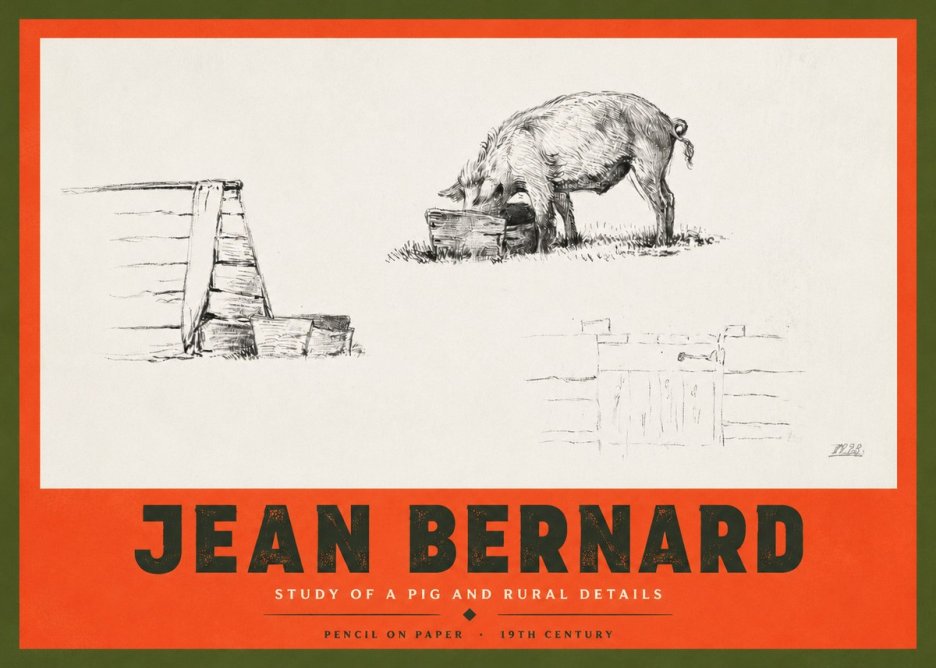Jean Bernard Pig Study No4 - Póster