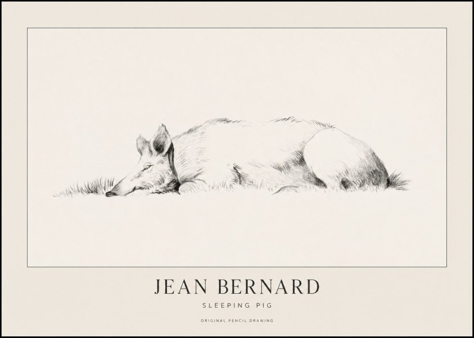 Jean Bernard Sleeping Pig II No1 - Póster