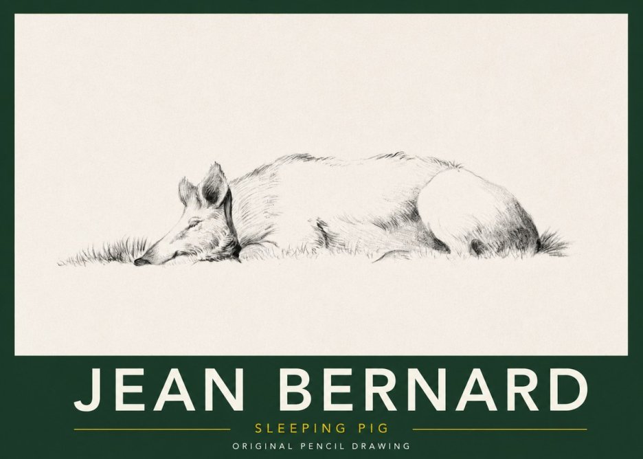 Jean Bernard Sleeping Pig II No2 - Póster