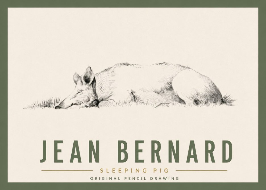 Jean Bernard Sleeping Pig II No5 - Póster