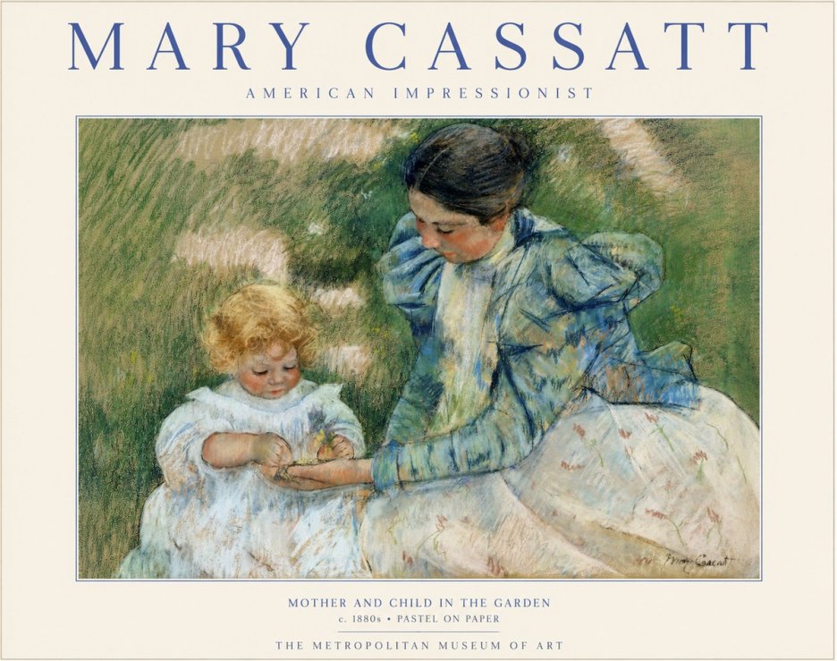 Mary Cassatt Mother and Child in the Garden No1 - Póster