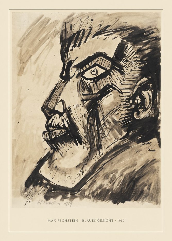 Max Pechstein Blaues Gesicht No3 - Póster