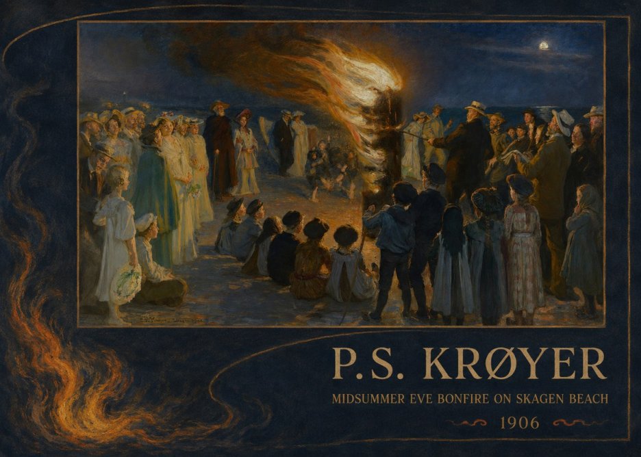 P.S. Krøyer Midsummer Eve Bonfire on Skagen Beach · 1906 No2 - Póster