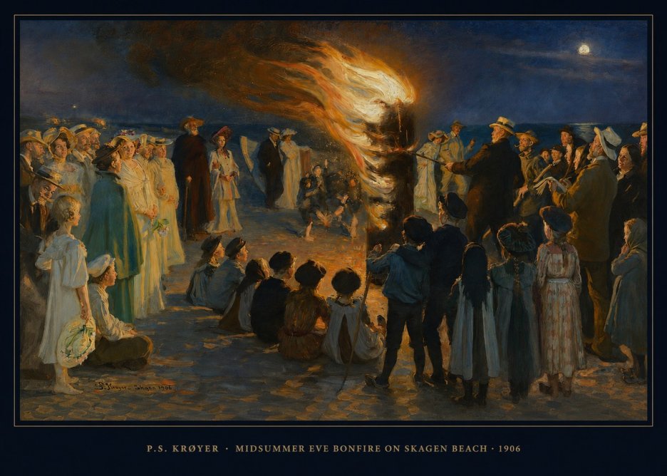 P.S. Krøyer Midsummer Eve Bonfire on Skagen Beach · 1906 No6 - Póster