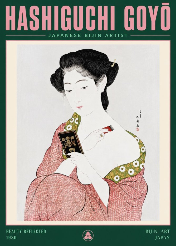 Hashiguchi Goyō Beauty Reflected No3 - Póster