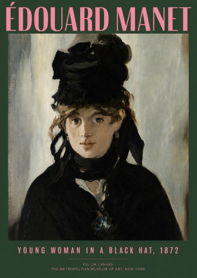 Édouard Manet Young Woman in a Black Hat, 1872 No2 - Póster