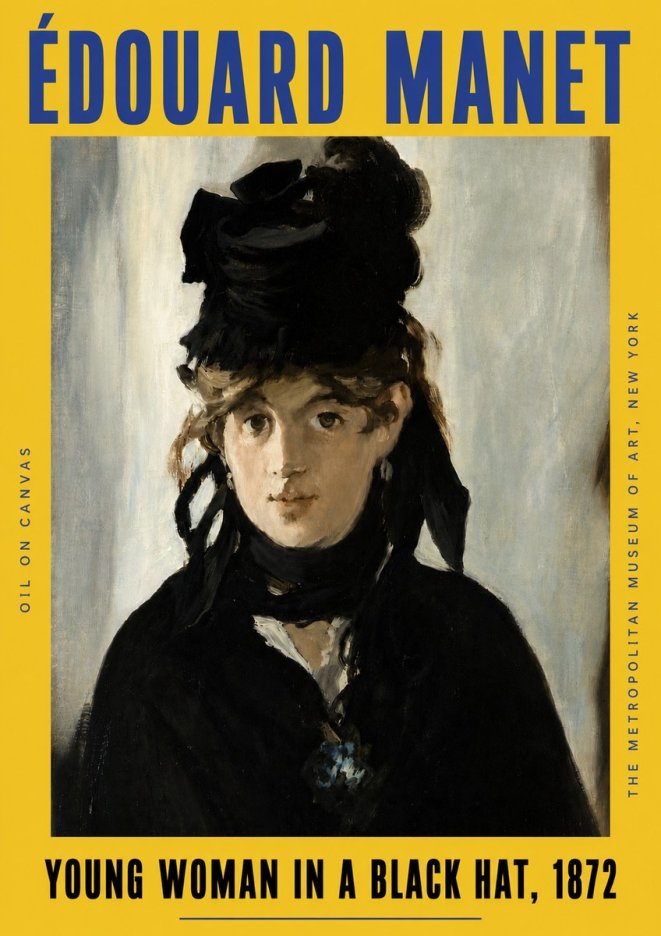 Édouard Manet Young Woman in a Black Hat, 1872 No4 - Póster