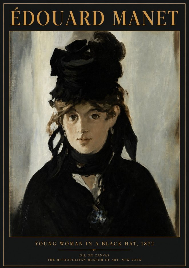 Édouard Manet Young Woman in a Black Hat, 1872 No5 - Póster