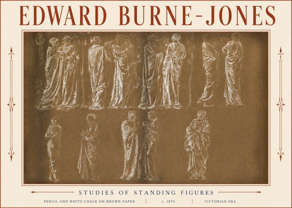 Edward Burne-Jones Studies of Standing Figures No4 - Póster