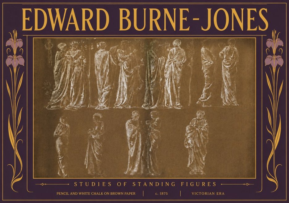 Edward Burne-Jones Studies of Standing Figures No5 - Póster