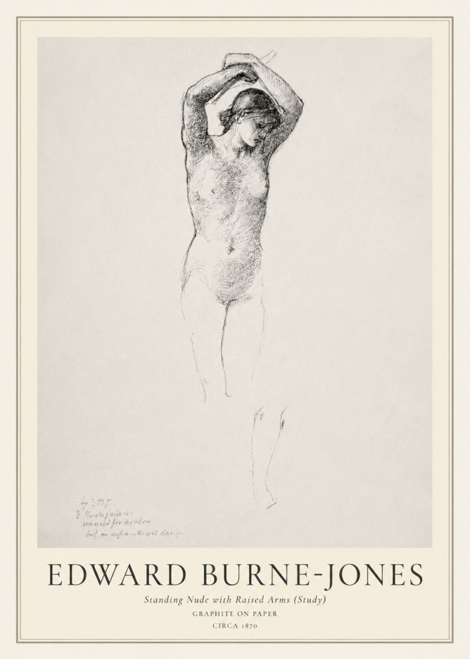 Edward Burne-Jones Standing Nude with Raised Arms (Study) No1 - Póster