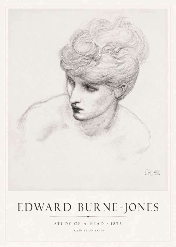 Edward Burne-Jones Study of a Head No1 - Póster
