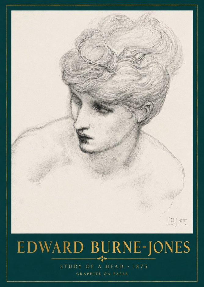 Edward Burne-Jones Study of a Head No2 - Póster